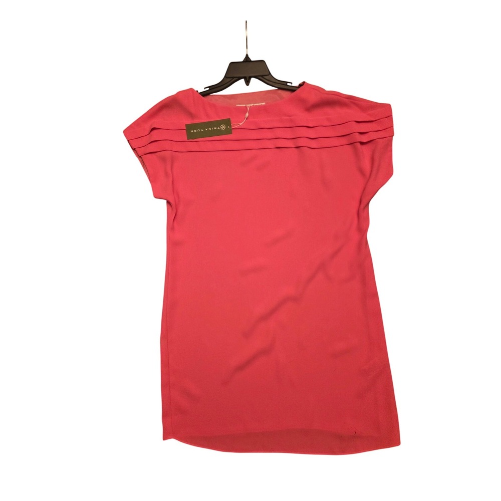 Trina Turk Adita Dress Pink Pleated Boat Neck Short Sleeve Shift Size 6 NEW - Picture 1 of 8